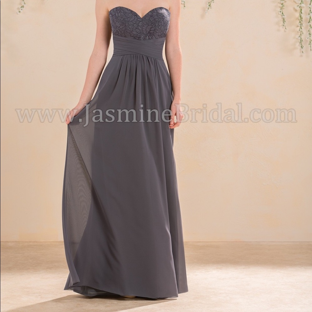 Gray strapless dress